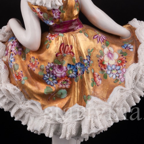 Статуэтка из фарфора Балерина, кружевная, Volkstedt, Германия, до 1935 г.