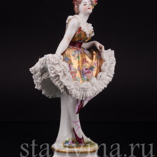 Статуэтка из фарфора Балерина, кружевная, Volkstedt, Германия, до 1935 г.