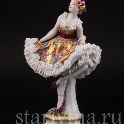 Статуэтка из фарфора Балерина, кружевная, Volkstedt, Германия, до 1935 г.