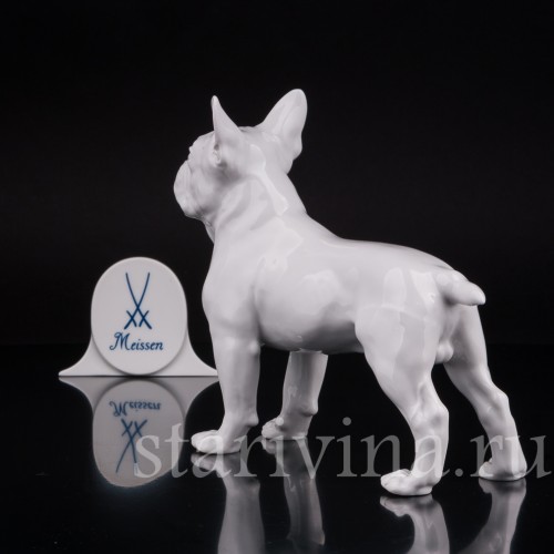 Статуэтка собаки из фарфора Французский бульдог, Meissen, Германия, 1981 г.