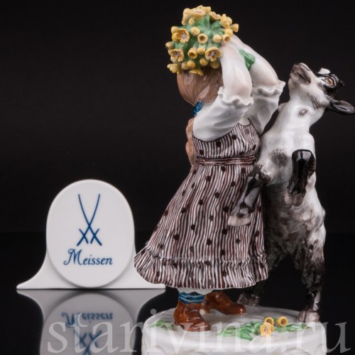 Статуэтка из фарфора Девочка с козлёнком, Meissen, Германия, пер. пол. 20 в.
