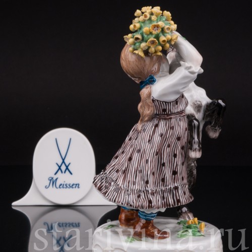 Статуэтка из фарфора Девочка с козлёнком, Meissen, Германия, пер. пол. 20 в.