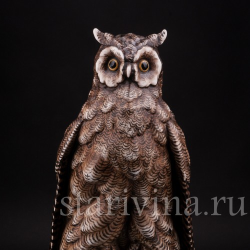 Фарфоровая статуэтка птицы Сова на книгах, Volkstedt, Германия, кон. 19 в.