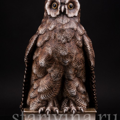 Фарфоровая статуэтка птицы Сова на книгах, Volkstedt, Германия, кон. 19 в.