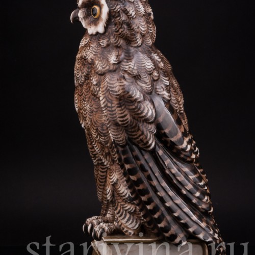 Фарфоровая статуэтка птицы Сова на книгах, Volkstedt, Германия, кон. 19 в.