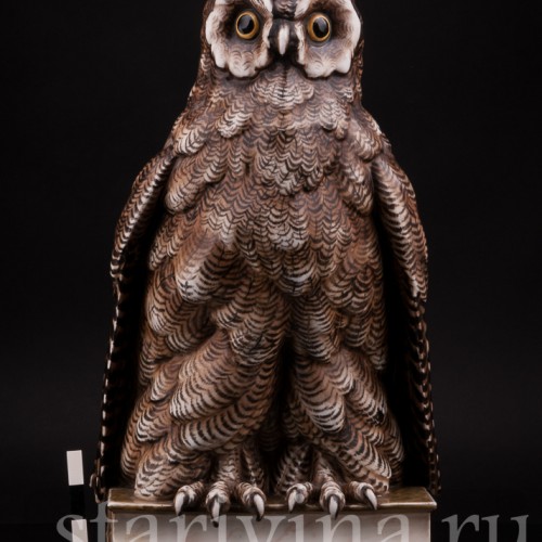 Фарфоровая статуэтка птицы Сова на книгах, Volkstedt, Германия, кон. 19 в.