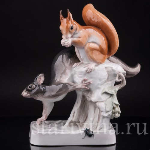 Статуэтка из фарфора Две белки, Karl Ens, Германия, 1920-30 гг.