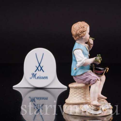 Фарфоровая статуэтка Мальчик с виноградом, Meissen, Германия, сер. 19 - нач. 20 вв.