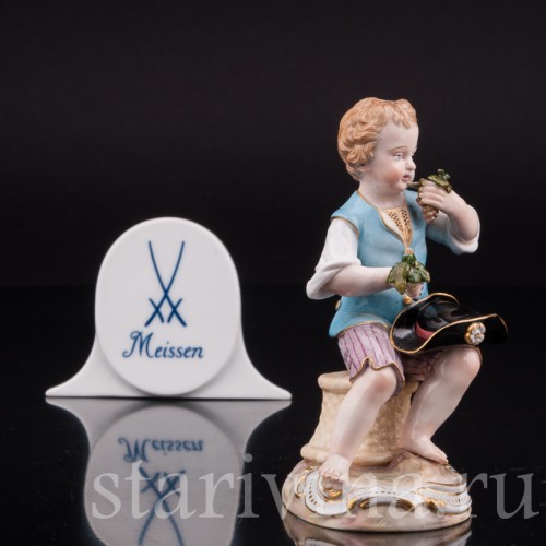 Фарфоровая статуэтка Мальчик с виноградом, Meissen, Германия, сер. 19 - нач. 20 вв.