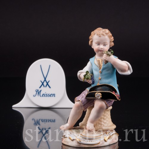 Фарфоровая статуэтка Мальчик с виноградом, Meissen, Германия, сер. 19 - нач. 20 вв.