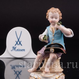 Фарфоровая статуэтка Мальчик с виноградом, Meissen, Германия, сер. 19 - нач. 20 вв.