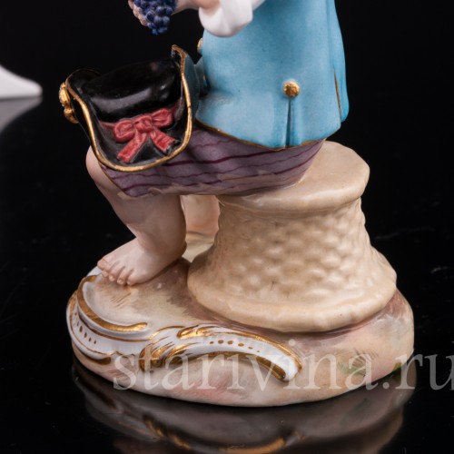 Фарфоровая статуэтка Мальчик с виноградом, Meissen, Германия, сер. 19 - нач. 20 вв.