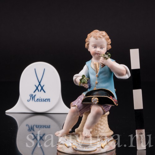 Фарфоровая статуэтка Мальчик с виноградом, Meissen, Германия, сер. 19 - нач. 20 вв.