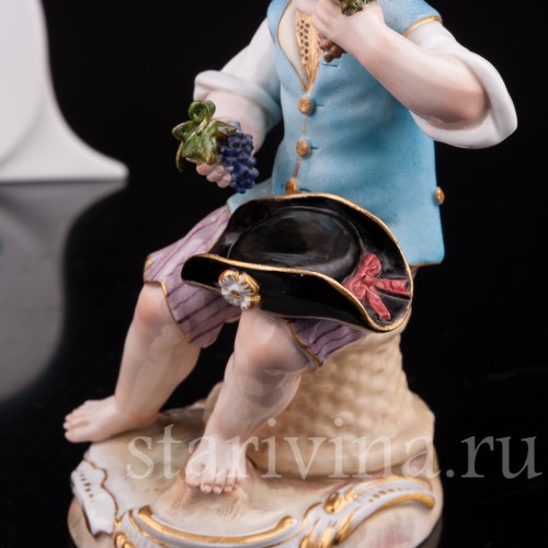 Фарфоровая статуэтка Мальчик с виноградом, Meissen, Германия, сер. 19 - нач. 20 вв.