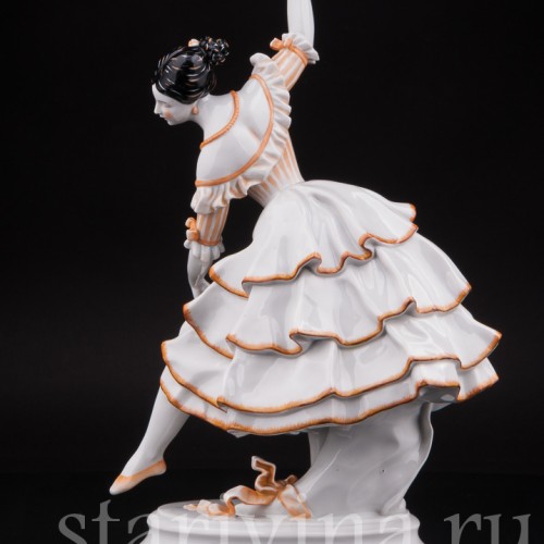 Фарфоровая статуэтка Балерина в испанском танце, Volkstedt, Германия, до 1935 г.