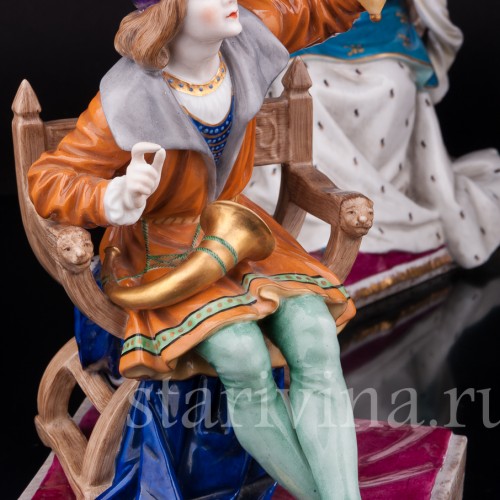 Парные фарфоровые статуэтки Пара с соколами, Dressel, Kister & Co, Германия, 1907-20 гг.