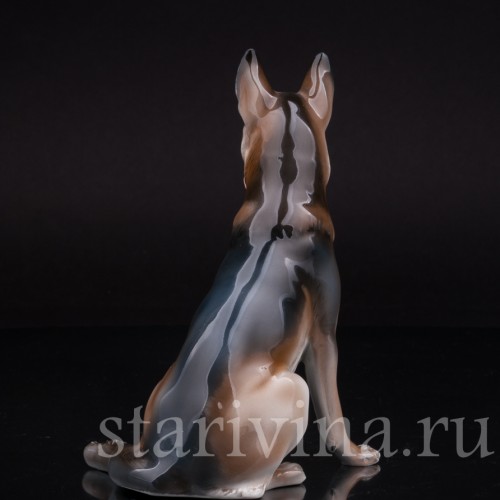 Статуэтка собаки из фарфора Сидящая овчарка, Rosenthal, Германия, 1956 год.