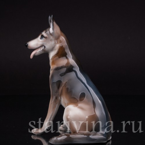Статуэтка собаки из фарфора Сидящая овчарка, Rosenthal, Германия, 1956 год.