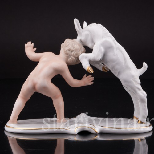 Фарфоровая фигурка Мальчик с козликом, Wallendorf, Германия, 1960 гг.