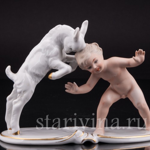 Фарфоровая фигурка Мальчик с козликом, Wallendorf, Германия, 1960 гг.