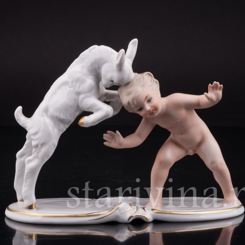 Фарфоровая фигурка Мальчик с козликом, Wallendorf, Германия, 1960 гг.
