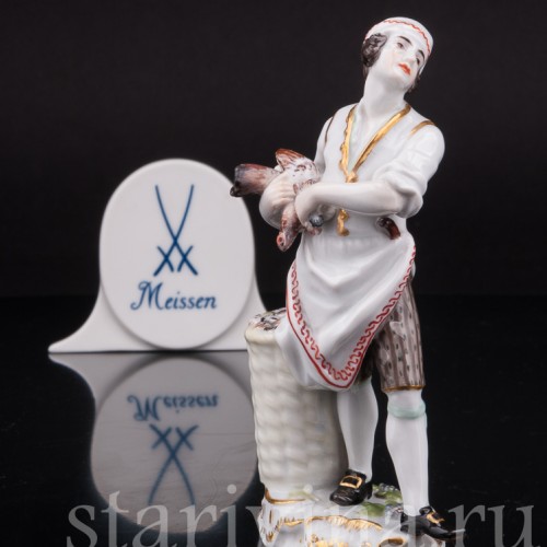 Фарфоровая статуэтка Продавец птицы, Cries de Paris, Meissen, Германия, сер. 19 - нач. 20 вв.