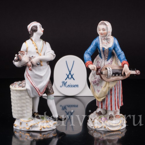 Фарфоровая статуэтка Продавец птицы, Cries de Paris, Meissen, Германия, сер. 19 - нач. 20 вв.