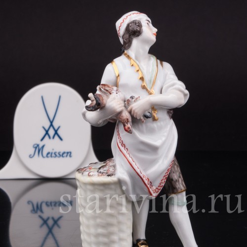 Фарфоровая статуэтка Продавец птицы, Cries de Paris, Meissen, Германия, сер. 19 - нач. 20 вв.