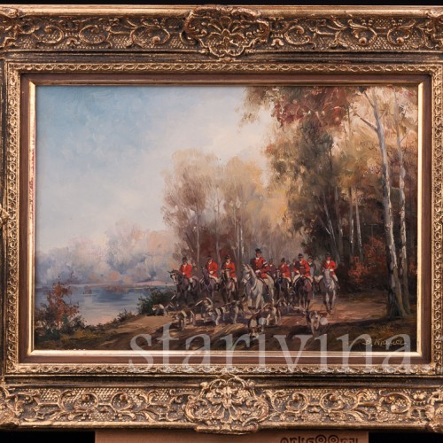 Картина маслом Английская охота, Германия, перв. пол. 20 в.