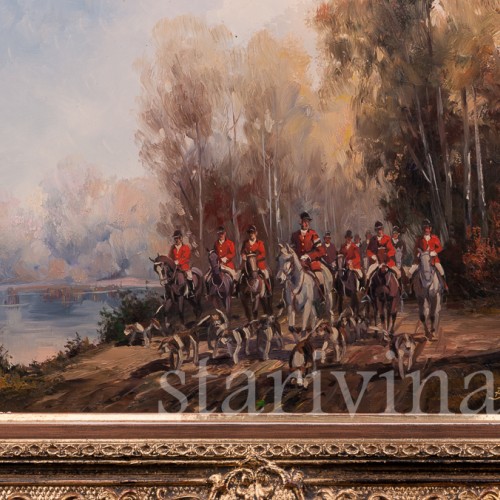 Картина маслом Английская охота, Германия, перв. пол. 20 в.