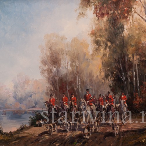 Картина маслом Английская охота, Германия, перв. пол. 20 в.