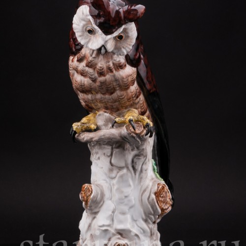 Фигурка птицы из фарфора Ушастая сова, Carl Thieme, Германия, с 1901 г.