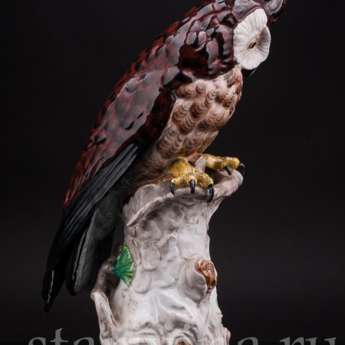 Фигурка птицы из фарфора Ушастая сова, Carl Thieme, Германия, с 1901 г.