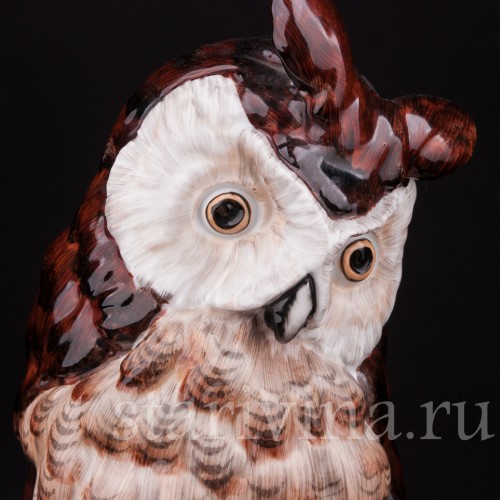 Фигурка птицы из фарфора Ушастая сова, Carl Thieme, Германия, с 1901 г.