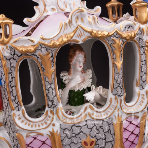 Большая фарфоровая композиция Карета с четверкой лошадей, Sitzendorf, Германия, сер. 20 в.