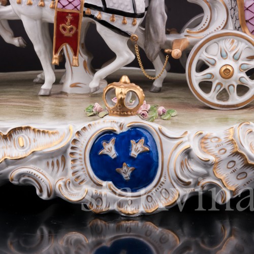 Большая фарфоровая композиция Карета с четверкой лошадей, Sitzendorf, Германия, сер. 20 в.