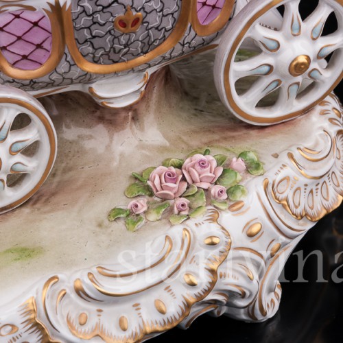 Большая фарфоровая композиция Карета с четверкой лошадей, Sitzendorf, Германия, сер. 20 в.