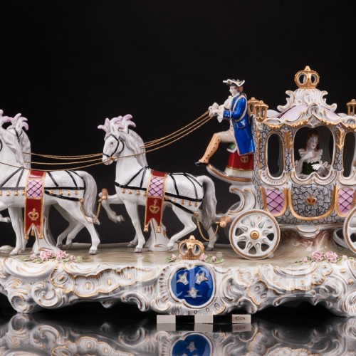 Большая фарфоровая композиция Карета с четверкой лошадей, Sitzendorf, Германия, сер. 20 в.