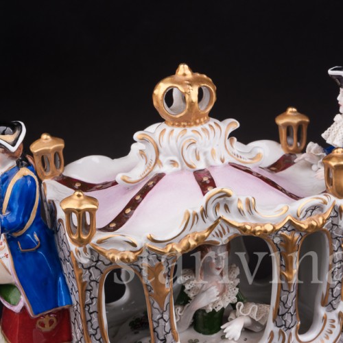 Большая фарфоровая композиция Карета с четверкой лошадей, Sitzendorf, Германия, сер. 20 в.