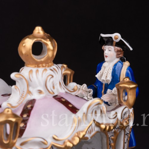 Большая фарфоровая композиция Карета с четверкой лошадей, Sitzendorf, Германия, сер. 20 в.