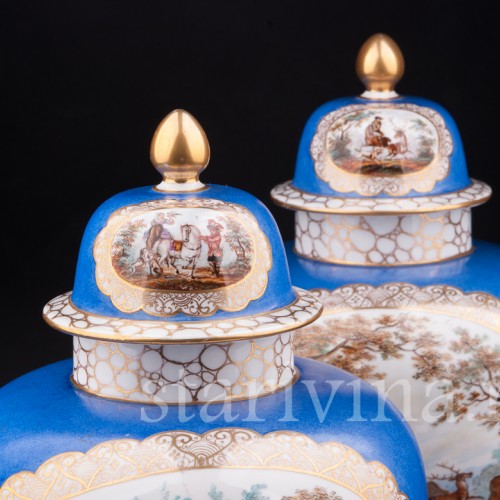 Парные фарфоровые вазы Сцены охоты, Helena Wolfsohn, Германия, 1875-83 гг.