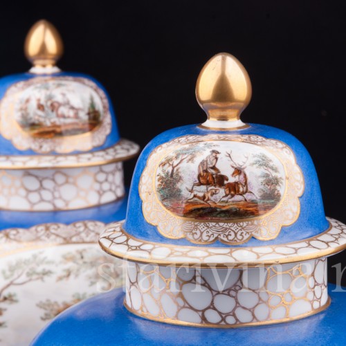 Парные фарфоровые вазы Сцены охоты, Helena Wolfsohn, Германия, 1875-83 гг.