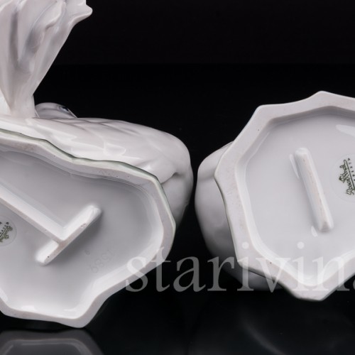 Парные фарфоровые статуэтки птиц Голубь и голубка, Rosenthal, Германия, 1950 гг.