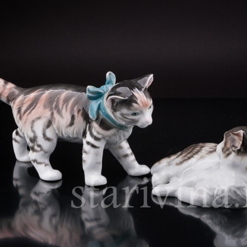 Фигурка из фарфора Отдыхающий кот, Karl Ens, Германия, 1920-30 гг.