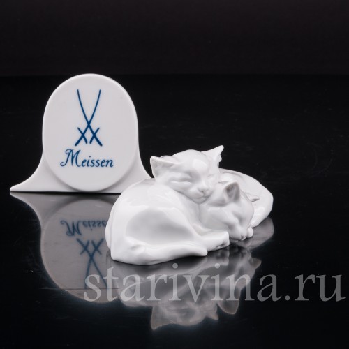 Фигурка из фарфора Спящие котята, миниатюра, Meissen, Германия, вт. пол. 20 в.
