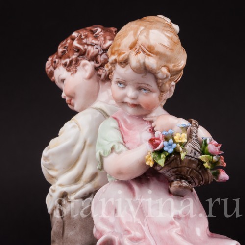 Статуэтка детей из фарфора "Пора мириться!", Bruno Merli, Италия, вт. пол. 20 в.