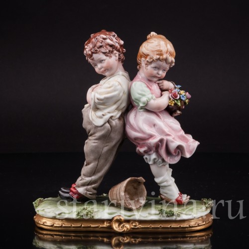 Статуэтка детей из фарфора "Пора мириться!", Bruno Merli, Италия, вт. пол. 20 в.