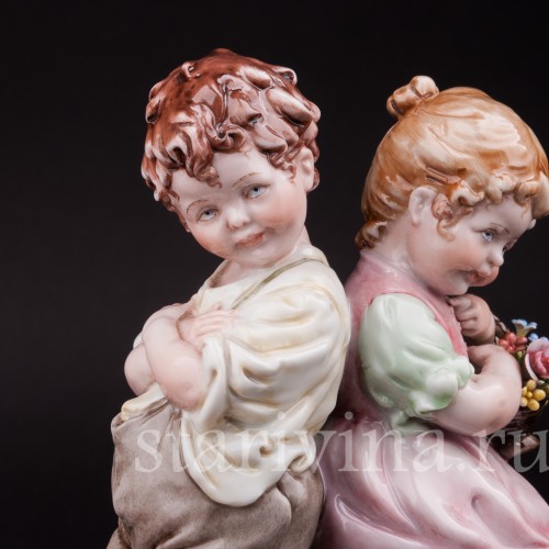 Статуэтка детей из фарфора "Пора мириться!", Bruno Merli, Италия, вт. пол. 20 в.
