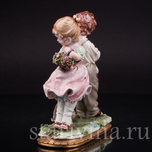 Статуэтка детей из фарфора "Пора мириться!", Bruno Merli, Италия, вт. пол. 20 в.