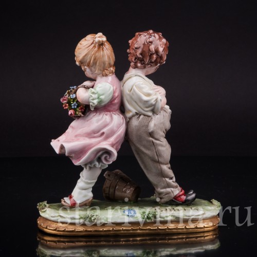 Статуэтка детей из фарфора "Пора мириться!", Bruno Merli, Италия, вт. пол. 20 в.